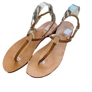 Siniscalchi Italian Leather Jeweled Sandals